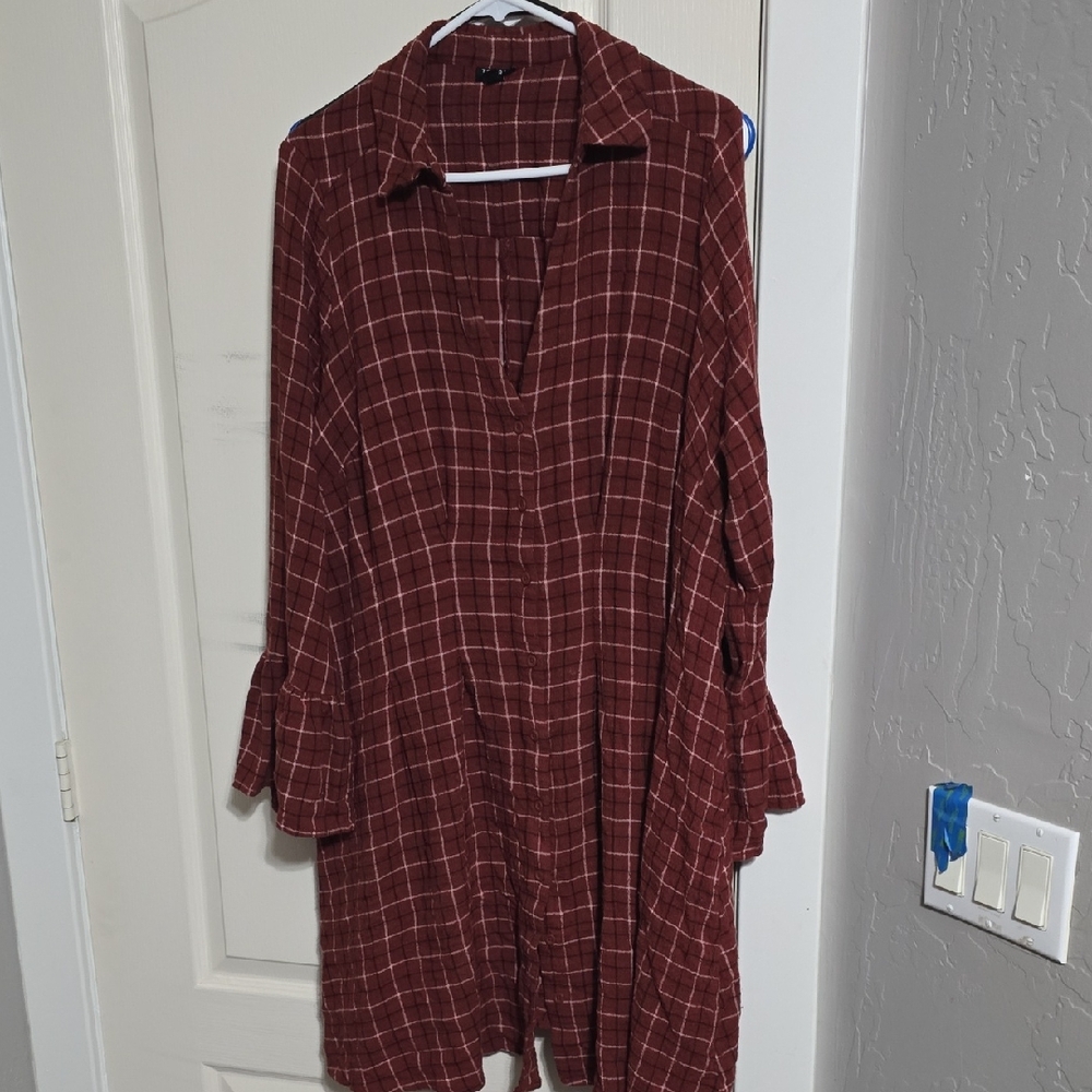 Torrid Burgundy Plaid Tunic Dress